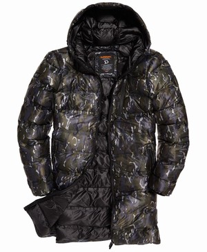 Superdry Echo Quilt Longline Puffer Férfi Kabát Zöld/Camo | KRTNF9046